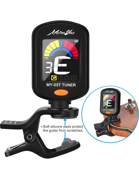 Afinador de Guitarra MOREYES Recargable Clip On con 28 Púas