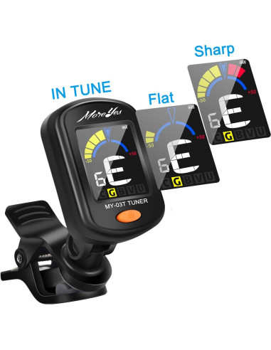 Afinador de Guitarra MOREYES Recargable Clip On con 28 Púas