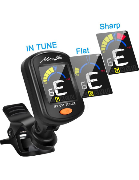Afinador de Guitarra MOREYES Recargable Clip On con 28 Púas