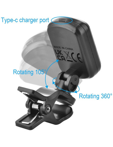 Afinador de Guitarra MOREYES Recargable Clip On con 28 Púas