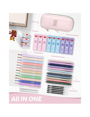 43 Piezas Suministros Escolares Smallbudi Estuche Rosa