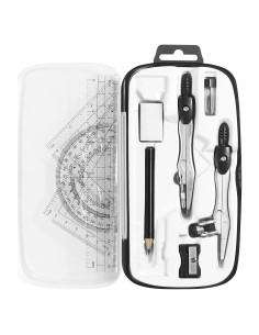 Juego de Geometría Unjoo 10 Piezas con Estuche Negro