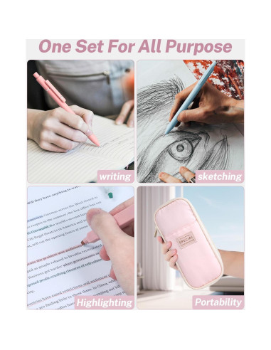 43 Piezas Suministros Escolares Smallbudi Estuche Rosa