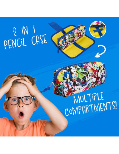 Estuche de Lápices Sonic 2 en 1 con Compartimentos