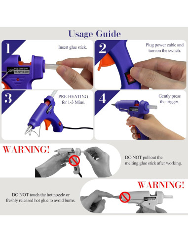 Mini Pistola de Pegamento SHJADE 20W con 30 Barras 7mm