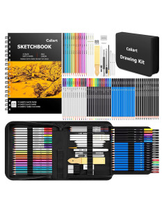 Caliart Kit de Dibujo 176 Piezas con Cuaderno 100 Hojas