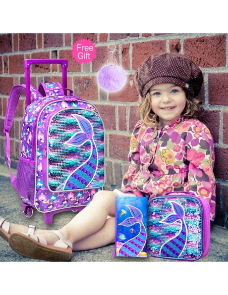 Mochila Rodante AGSDON Sirena 3 en 1 con Almuerzo