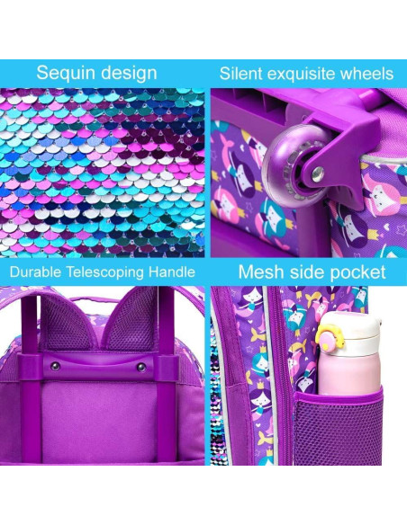 Mochila Rodante AGSDON Sirena 3 en 1 con Almuerzo