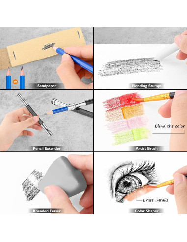 Caliart Kit de Dibujo 176 Piezas con Cuaderno 100 Hojas