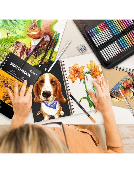 Caliart Kit de Dibujo 176 Piezas con Cuaderno 100 Hojas