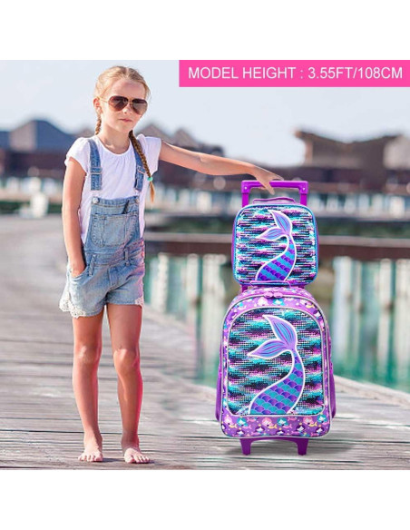 Mochila Rodante AGSDON Sirena 3 en 1 con Almuerzo