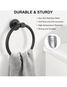 Soporte de Toalla SetSail Negro Mate Acero Inoxidable 304 2