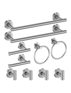 Juego de Accesorios de Baño Hinmood 10 Piezas Acero Inoxidable