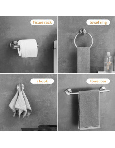 Juego de Accesorios de Baño Hinmood 10 Piezas Acero Inoxidable 2