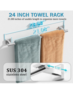 Barra de Toalla Alise 60 cm Acero Inoxidable Niquelado 2