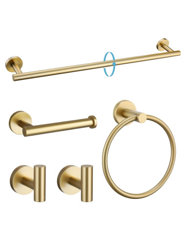 Juego de Accesorios de Baño TURS Oro Cepillado 5 Piezas
