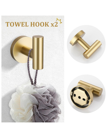 Juego de Accesorios de Baño TURS Oro Cepillado 5 Piezas