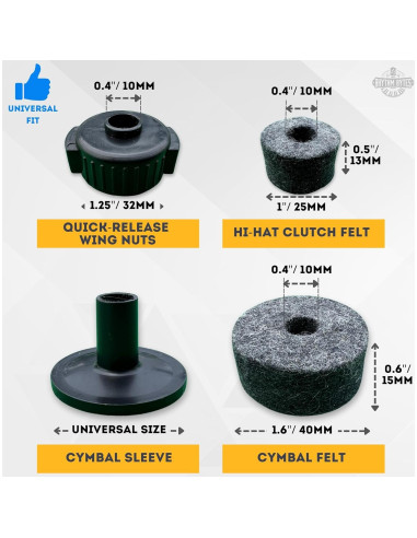 Accesorios de Platillos Rhythm Bytes 25pcs - Fieltros y Tuercas