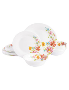 Juego de Vajilla Gibson Home 18 Piezas Floral Roja