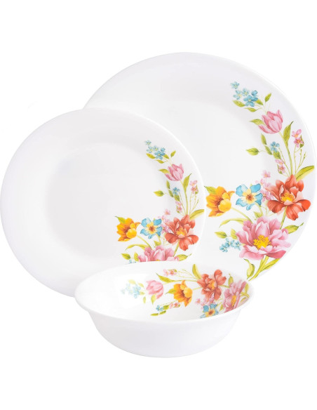 Juego de Vajilla Gibson Home 18 Piezas Floral Roja