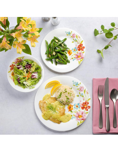 Juego de Vajilla Gibson Home 18 Piezas Floral Roja