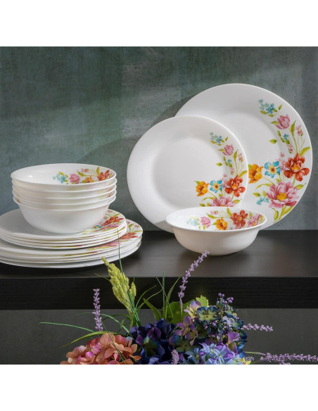 Juego de Vajilla Gibson Home 18 Piezas Floral Roja