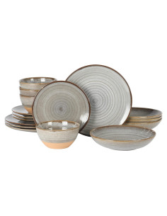 Juego de Vajilla Gibson Elite Dreamweaver 16 Piezas Gris