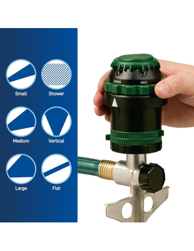 Rociador de Engranaje Orbit H2O-Six 6 Patrones 360 Verde