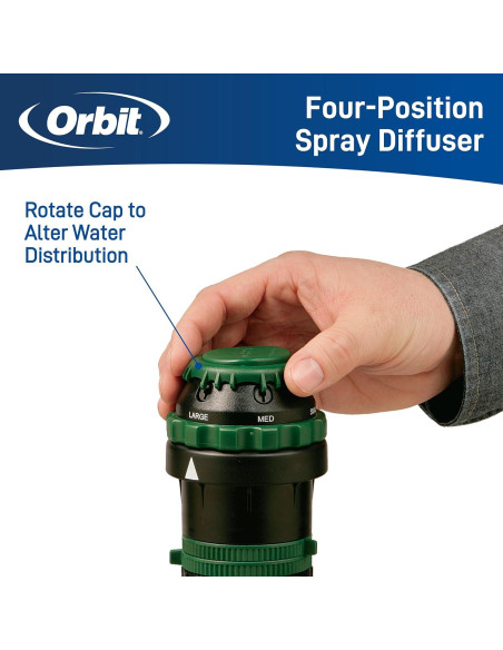 Rociador de Engranaje Orbit H2O-Six 6 Patrones 360 Verde