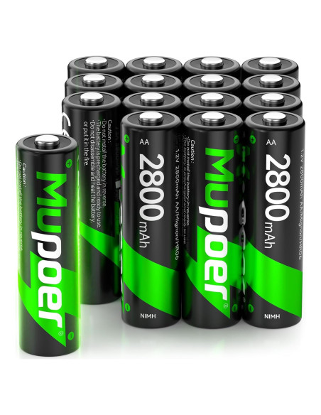 Paquete de 16 Baterías Recargables AA Mupoer 2800mAh