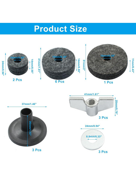 Juego de Accesorios Piutouyar 18 Piezas Fieltro Gris