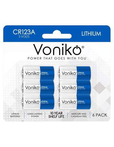 Baterías de Litio Voniko CR123A (Paquete de 6) 3V