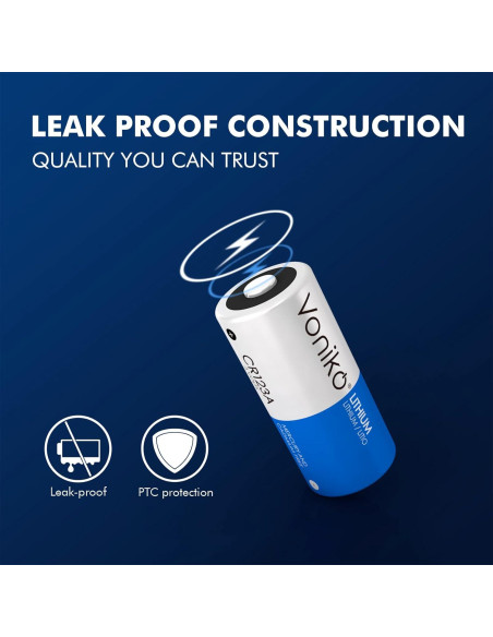 Baterías de Litio Voniko CR123A (Paquete de 6) 3V