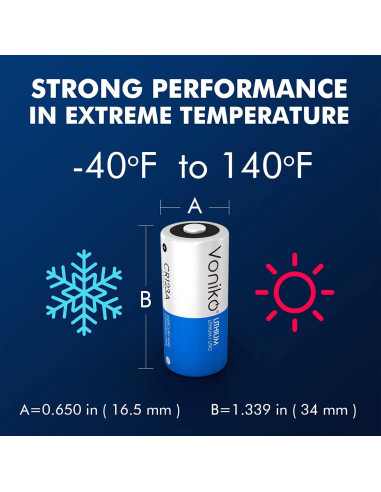 Baterías de Litio Voniko CR123A (Paquete de 6) 3V