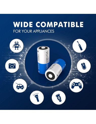 Baterías de Litio Voniko CR123A (Paquete de 6) 3V