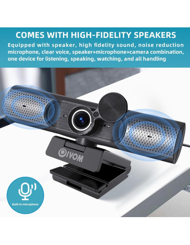 Cámara Web Oivom 1080P con Micrófono y Altavoz 3 en 1