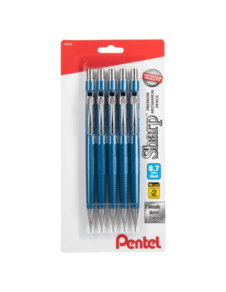 Lápiz Mecánico Pentel Sharp 0.7mm Azul Paquete 5 Lápiz Mecánico Pentel Sharp 0.7mm Azul Paquete 5