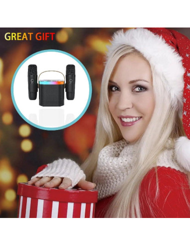 Máquina de Karaoke DRSYXCS con 2 Micrófonos Inalámbricos