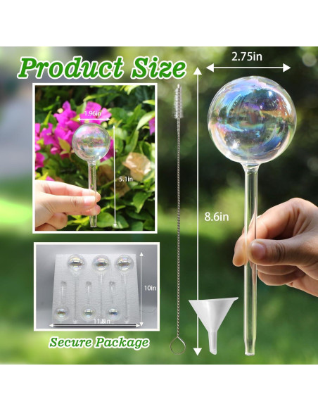 Esferas de Riego Histely 6PCS Vidrio Arcoíris 21.84cm