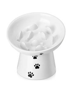 Comedero Elevado para Gatos Y YHY Cerámica Antivómito 15 cm