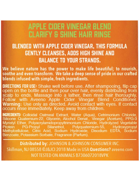 Acondicionador Aveeno Vinagre de Sidra de Manzana 200 ml