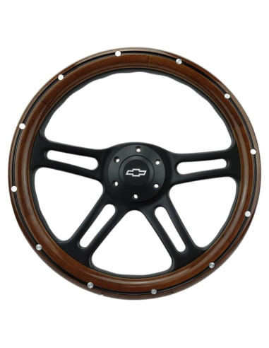 Volante de dirección Newworldmotoring 35,56 cm madera caoba