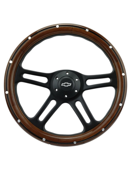 Volante de dirección Newworldmotoring 35,56 cm madera caoba