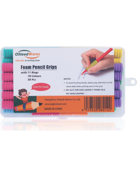 Agarraderas de Espuma OSsteed 50 Pcs Multicolor para Lápiz