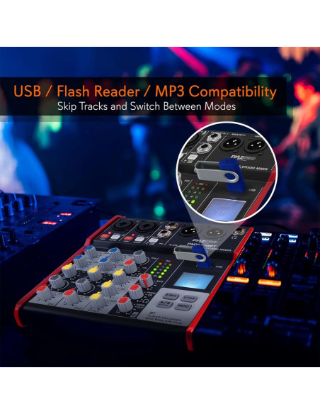 Mesa de Mezcla Pyle PMXU48BT - 4 Canales Bluetooth USB