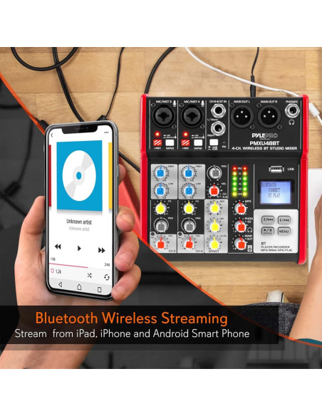 Mesa de Mezcla Pyle PMXU48BT - 4 Canales Bluetooth USB