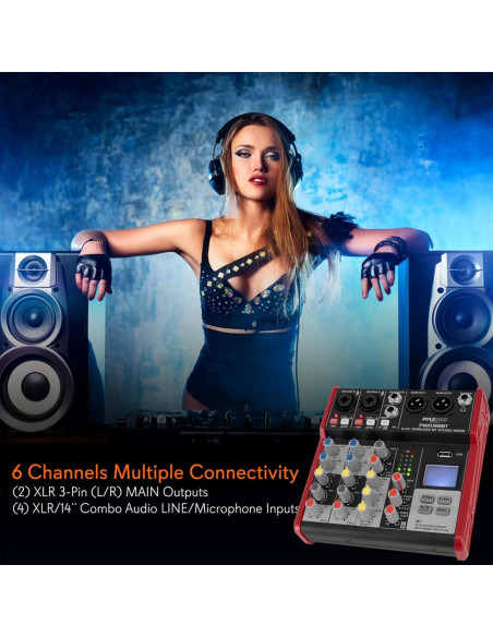 Mesa de Mezcla Pyle PMXU48BT - 4 Canales Bluetooth USB