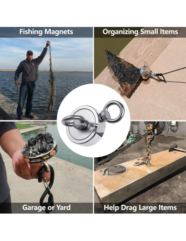 Kit de Pesca con Imán VNDUEEY 760 LBS Cuerda 19,81 m