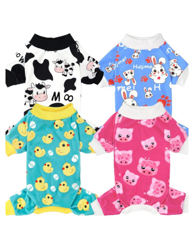 Pijamas para Perros XPUDAC 4 Piezas Pequeños Navidad