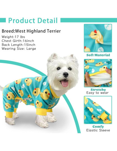 Pijamas para Perros XPUDAC 4 Piezas Pequeños Navidad